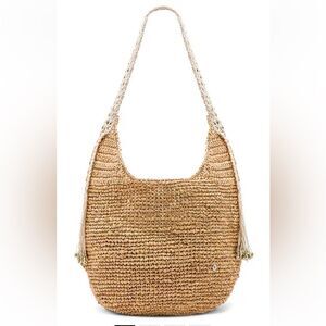 NWT Florabella Coachello Bag Natural raffia tan tote beach summer Revolve $194